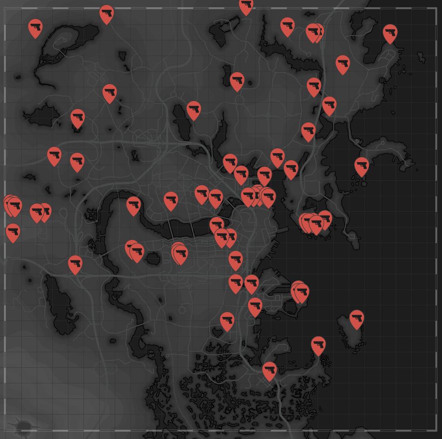 Fallout 4 Unique Items Map,Fallout 4 Unique Items Location Map Game,Fal...